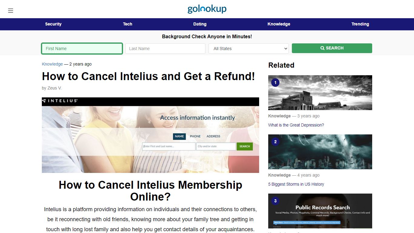 How to Cancel Intelius.com, How to Cancel Intelius Account - GoLookUp